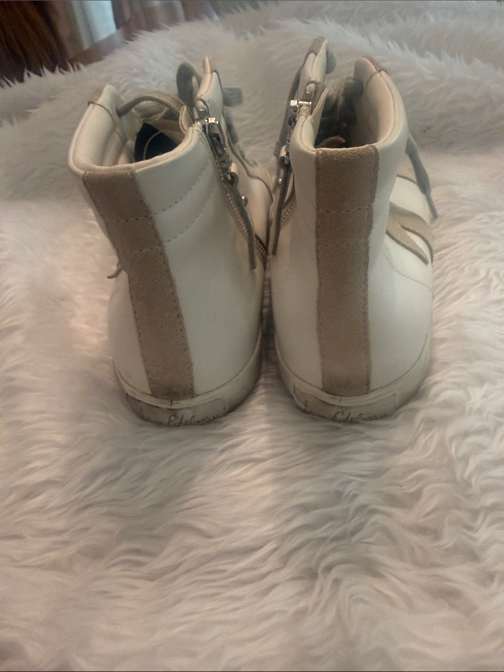 Sam Edelman High-Top Women's Sneakers in Beige and White - Picture 5 of 5